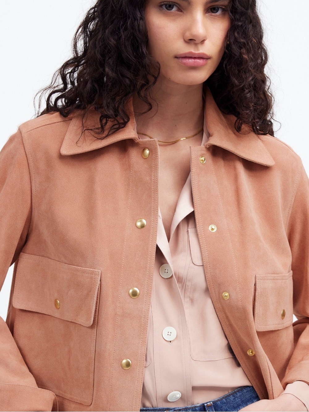 NWT Madewell Crop Chore Suede Jacket in Suede Pale Blush in Size Medium